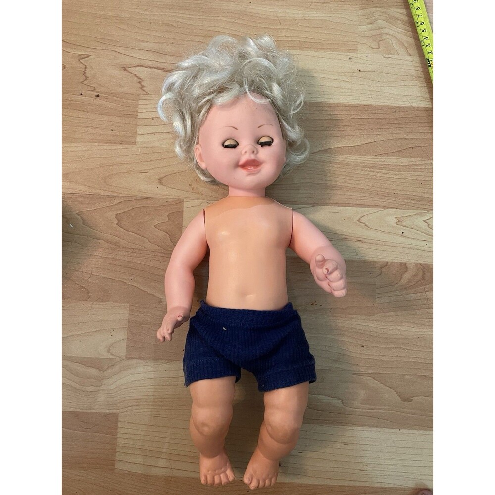 Vintage 1968 Italocremona Baby Doll Made Italy 16” Sleep Eyes Curly Hair IC #333